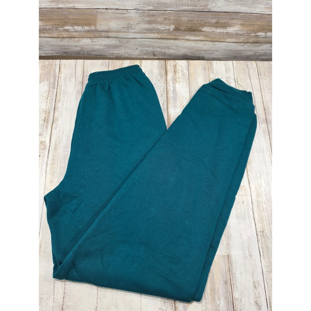 Vintage Hanes Her Way Teal Green High Waisted Sweatpants Joggers Small 90s Retro